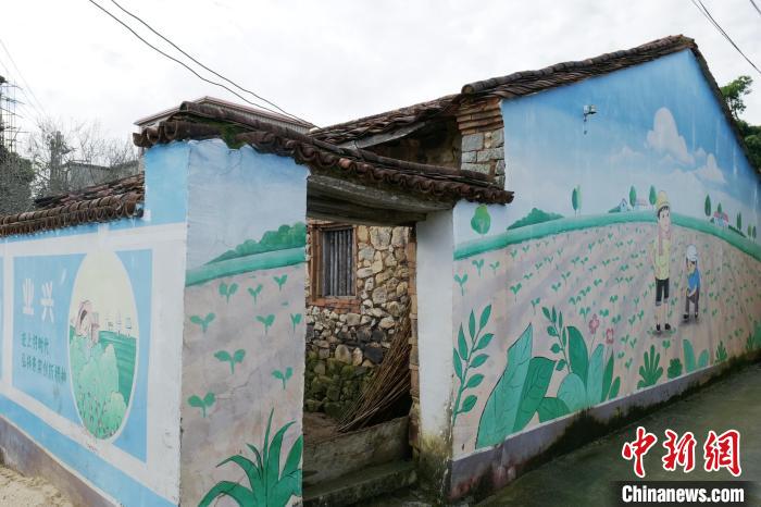 11月23日拍摄的海南省屯昌县南吕镇咸六村民宅墙绘。　凌楠 摄